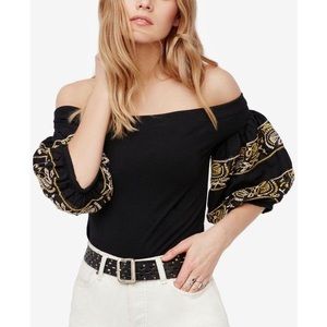 Free People Boho Sleeve Off the Shoulder Top in XS